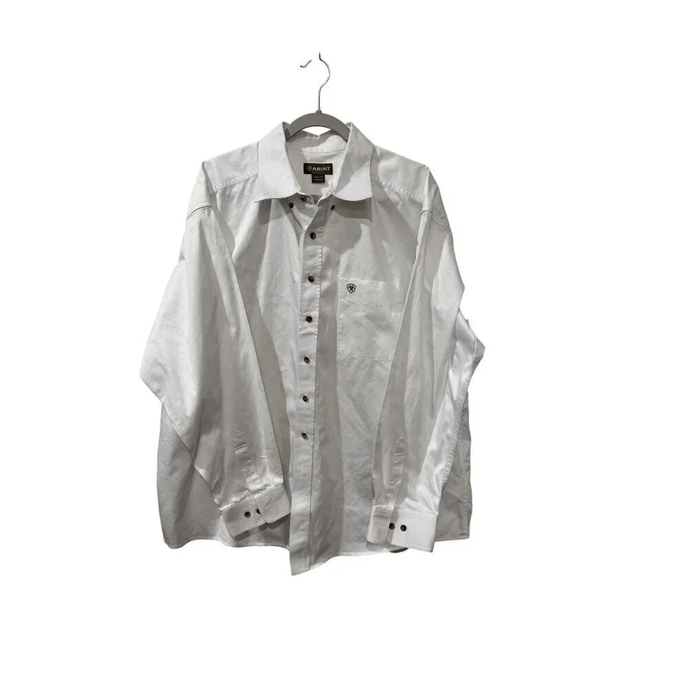 Ariat Mens White Long Sleeve Button-Up Shirt XXL